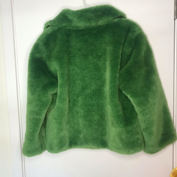 Faux Fur Green Glam Coat - Picture 4 of 6